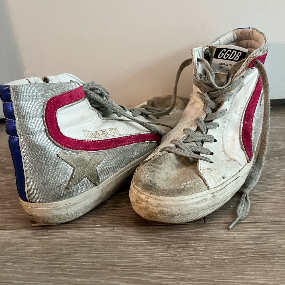 Golden Goose GGDB slides sneakers red and white size 10
